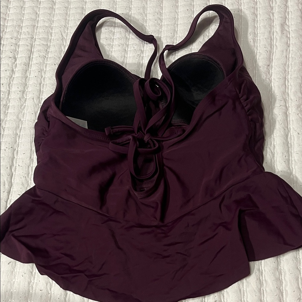 Kona Sol Dark Purple Peplum Tankini Top - Picture 2 of 2